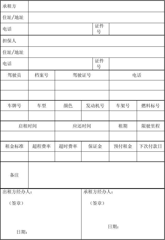 长沙房屋租赁备案登记表